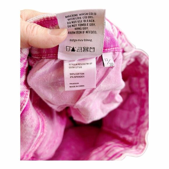 Petra153 Acid Wash Pink High Rise Straight Cropped Jeans Sz 13/30 - Picture 8 of 9